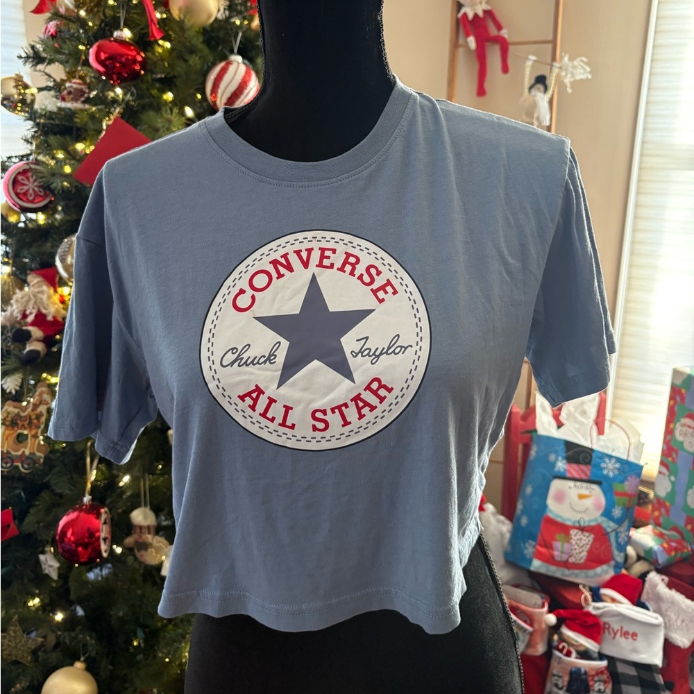 Converse Women's Star Logo Blue Crop Top